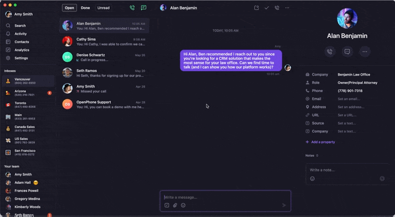 Adding an internal comment from the OpenPhone Mac app