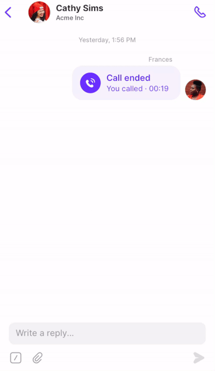 Adding a comment in the OpenPhone mobile app